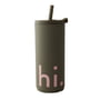 Design Letters - Hi Travel drinking straw cup, 0.5 l, olive green