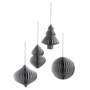 Broste Copenhagen - Christmas Mix Decorative pendant, Ø 9 x H 10 cm, silver (set of 4)