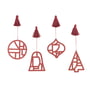 Broste Copenhagen - Christmas Fili Decorative pendant, Ø 8 cm, pompeian red (set of 4)