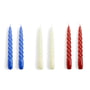 Hay - Spiral Stick candles, H 20 cm, purple blue / off-white / burgundy (set of 6)