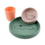 Done by Deer - Silicone tableware set Croco green / pink / coral (set of 3)