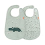 Done by Deer - Bib with Velcro Croco, green (set of 2)