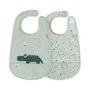 Done by Deer - Bib with Velcro Croco, green (set of 2)