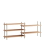 Moebe - Shelving System Low Double, oak oiled / warm grey