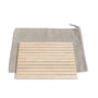 side by side - Bread cutting board with grooves 32 x 23 cm and bread bag, ash / linen