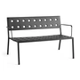 HAY - Balcony Lounge bench with armrests, L 121.5 cm, anthracite