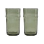 House Doctor - Rain Drinking glass, H 14 cm, green (set of 2)