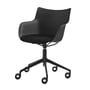 Kartell - Q/Wood Chair with wheels and seat cushion, black / black