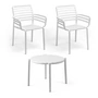 Nardi - Doga Armchair (2x) + Doga Side table, Ø 50 cm, white