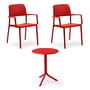 Nardi - Bora armchair (2x) + Step table, red