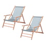 Jan Kurtz - Maxx Deckchair , teak / cover plastic fabric sea blue (set of 2)