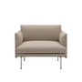 Muuto - Outline Studio Armchair, aluminum polished / brown (Kvadrat by Sahco Ecriture 240)