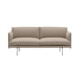 Muuto - Outline Sofa 2-seater, aluminum polished / brown (Kvadrat by Sahco Ecriture 240)