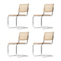 Thonet - S 32 V Chair, chrome / natural beech (TP 17) / wickerwork with fabric support fabric (set of 4)