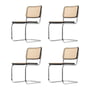 Thonet - S 32 V Chair, chrome / black stained beech (TP 29) / wickerwork with support fabric (set of 4)
