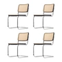 Thonet - S 32 V Chair, chrome / black stained beech (TP 29) / wickerwork with plastic support fabric (set of 4)