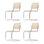 Thonet - S 32 V Chair, chrome / white varnished beech (TP 200) / wickerwork with support fabric (set of 4)