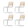 Thonet - S 32 V Chair, chrome / white varnished beech (TP 200) / wickerwork with plastic support fabric (set of 4)
