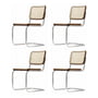 Thonet - S 32 V Chair, chrome / walnut-colored (TP 24) / wickerwork with plastic support fabric (set of 4)