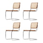 Thonet - S 32 V Chair, chrome / walnut-colored (TP 24) / wickerwork with plastic support fabric (set of 4)