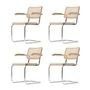 Thonet - S 64 V Armchair, chrome / natural beech (TP 17) / wickerwork with plastic support fabric (set of 4)