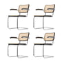 Thonet - S 64 V armchair, chrome / beech stained black (TP 29) / tubular mesh with plastic support fabric (set of 4).