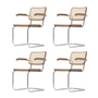 Thonet - S 64 V Armchair, chrome / walnut / wickerwork with plastic support fabric (Pure Materials) (set of 4)