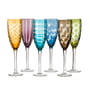 Cuttings champagne glass set of 6 multi color/H 24cm x Ø 7cm