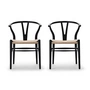 Carl Hansen - CH24 Wishbone Chair , soft black / natural wicker (set of 2)