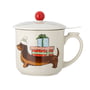 Bloomingville - Valentin Mug with lid and strainer, dachshund