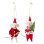 Bloomingville - Peo Ornament, red / white (set of 2)