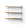NINE - Inline Wall shelf, 60 x 60 cm, oak / polished stainless steel