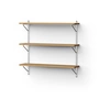 NINE - Inline Wall shelf, 60 x 60 cm, oak / polished stainless steel