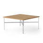 NINE - Inline Coffee table, 80 x 80 cm, oak / polished stainless steel