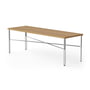 NINE - Inline Coffee table, 120 x 40 cm, oak / polished stainless steel