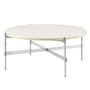 Gubi - TS coffee table Ø 80 cm, steel polished / travertine white