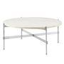 Gubi - TS coffee table Ø 80 cm, steel polished / travertine white