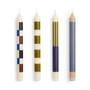 Hay - Pattern Stick candles, H 24 cm, off-white / army / blue (set of 4)