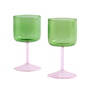 Hay - Tint Wine glass, green / pink (set of 2)