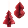 Broste Copenhagen - Christmas Mix Decorative pendant, fir tree & cones, Ø 13 x H 13 cm, pompeian red (set of 2)