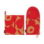 Marimekko - Pieni Unikko Oven glove & Potholder, beige / red (set of 2)