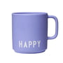Design Letters - AJ Favourite Porcelain mug with handle, Happy / pale iris