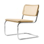 Thonet - S 32 VL Lounge chair, chrome / oak with natural wood lacquer finish / wickerwork with support fabric