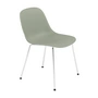 Muuto - Fiber Side Chair Tube Base, Chrome / dusty green recycled