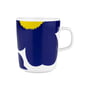 Marimekko - Oiva Iso Unikko Mug with handle 250 ml, white / dark blue / yellow (60th Anniversary Collection)