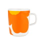 Marimekko - Oiva Iso Unikko Mug with handle 250 ml, white / orange / yellow (60th Anniversary Collection)