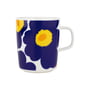 Marimekko - Oiva Unikko Mug with handle, 250 ml, white / dark blue / yellow (60th Anniversary Collection)
