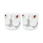Marimekko - Oiva Unikko Mug, 200 ml, white / light gray / red (set of 2) (Pre-Spring 2024)