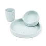 Done by Deer - Silicone tableware set, Confetti, blue (set of 3)
