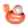 Done by Deer - Silicone tableware set, Happy Clouds, papaya (set of 3)